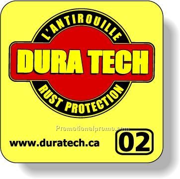 Stock Shape Fluorescent Chartreuse Roll Labels - Square with round corners