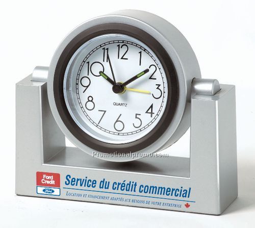 Swivel Desk Clock - Silver