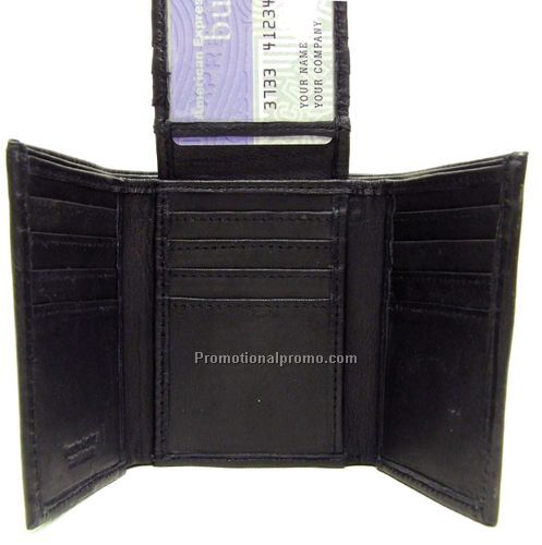 Tri-Fold Wallet / Top Flap InCentre / Lambskin Napa / Black