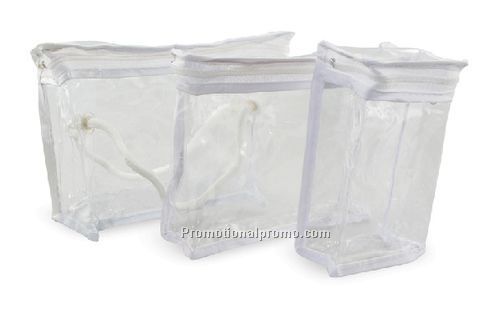 Vinyl Rectangle zipper bag w/cord handles