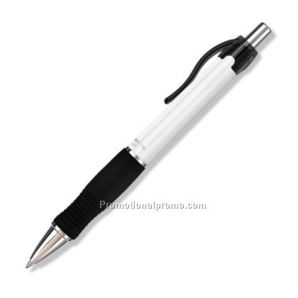 White Barrel/Black Grip & Clip Gel Pen
