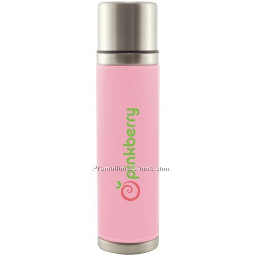 vacuum thermal bottles - 16.5 oz - pink leatherette