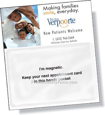 .020 Stock Shape Magnetic Card Holder with clear vinyl pouch for slide-in card