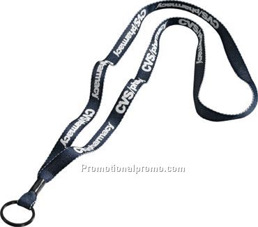 1/2" Denim Like Lanyard w/Metal Crimp and Rubber O-Ring Attachment