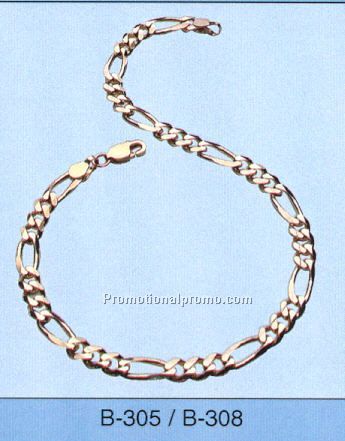 10k men's bracelet, 8" figaro link