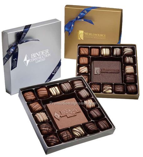 16 Piece Custom Boxed Truffles with Custom Molded Bar