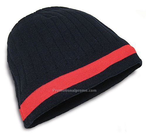 Acrylic Knit Toque with Contrast Color Stripe