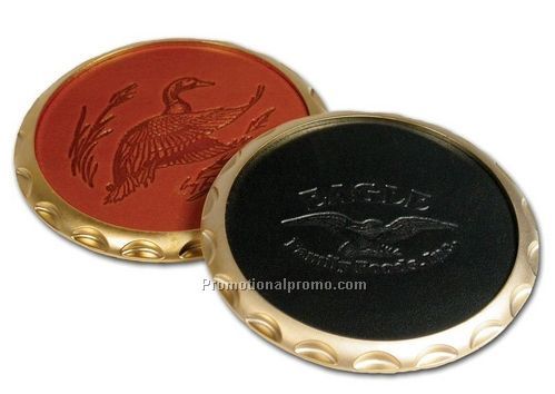 Avalon Leather Insert in Brass Coaster