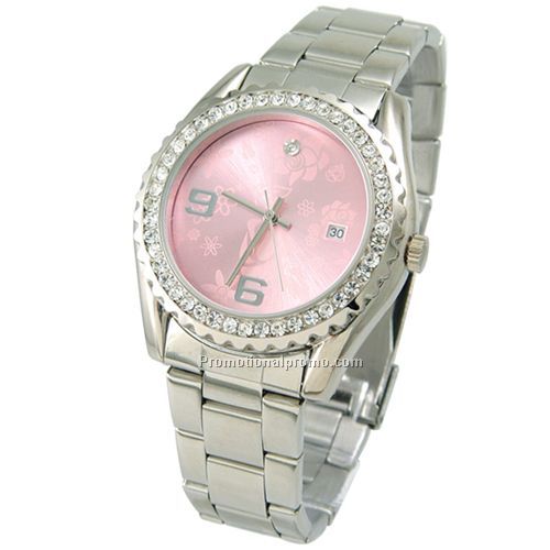 Bezel Crystal Watch - Pink