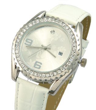 Bezel Crystal Watch - White