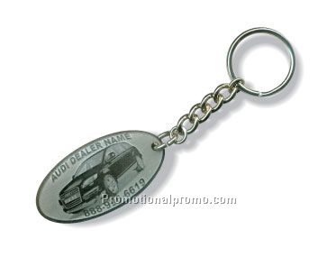 Black 5/16" Plexiglas LaserFob39200Key Tag / oval with chain & ring attached