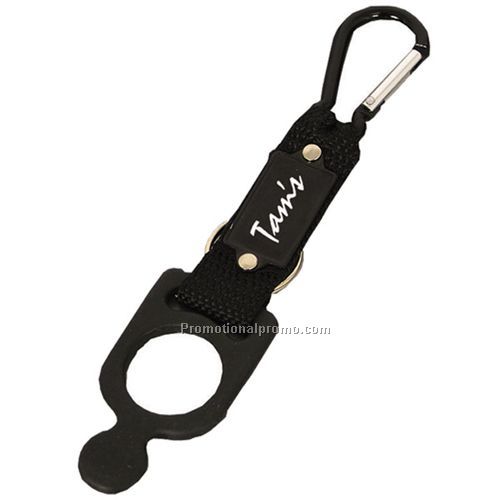 CARABINEER WITH RUBBER BOTTLE HOLDER
