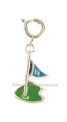 Cellphone/Shoe Charms/Zipper Pulls-Flag and Green charm