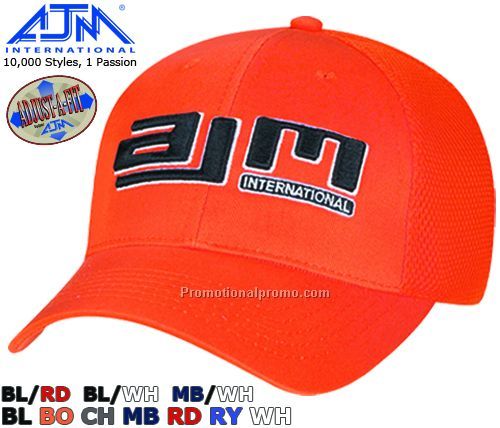 Constructed Contour Adjust-A-Fit Style. Polycotton/Polyester Honeycomb Mesh, 6 Panel Caps