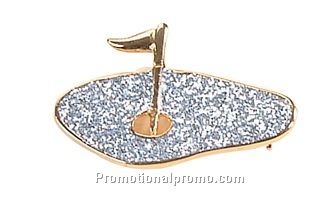 Diamond dusted green w/flag pin