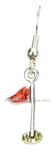Golf green flag earrings