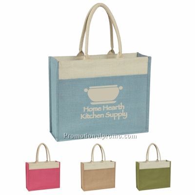 JUTE TOTE WITH FRONT POCKET