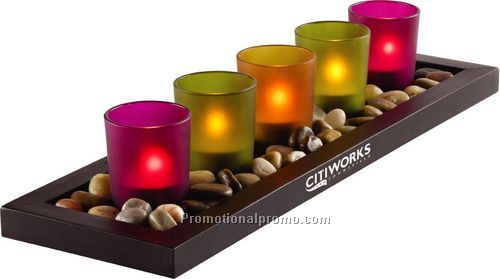 Jewel-Tone 5-Piece Candle Tray