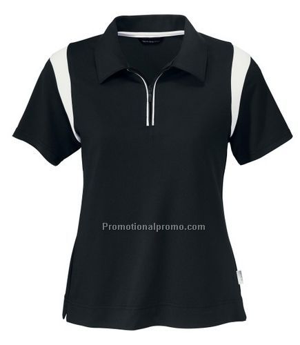 LADIES' POLYESTER SPANDEX HALF ZIP KNIT TOP