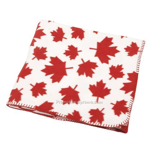 Maple Leaf Fleece Blanket Stitched