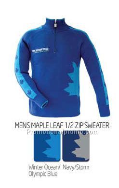 Mens Maple Leaf Half Zip Sweater