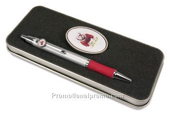 PEN & MONEY CLIP SET, domed full color insert, tin box