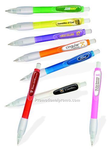 Plastic Ballpoint Pen with Rubber Grip and DOMED Logo
