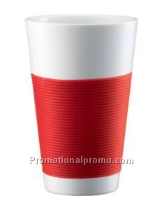 Porcelain Double Wall Cup, Large/Cooler, 0.35L / 11.8oz., Red - Set of 2