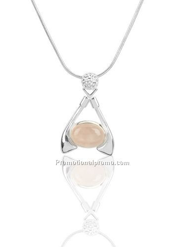 Rose Quartz - Sterling Silver inverted crossed clubs