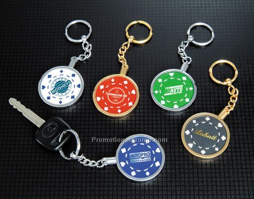 SILVER TONED POKER CHIP KEY TAG