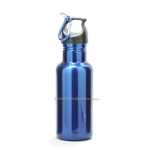 Stainless Steel Water Bottle w/Carabiner Blue 18oz