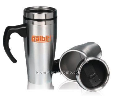 Stainless Travel Mug - Pewter Emblem Decoration