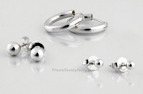 Sterling silver 3 pc set, 3 and 5mm studs and hoop earrings