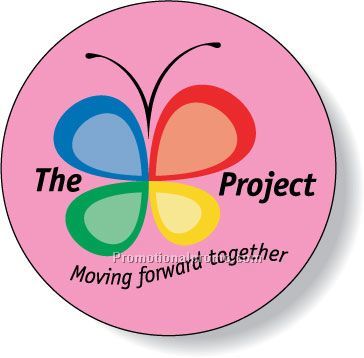 Stock Shape Fluorescent Pink Roll Labels - Round