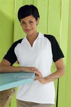 WOMEN37459 RAGLAN COLOR-BLOCKED JERSEY POLO - NEW!
