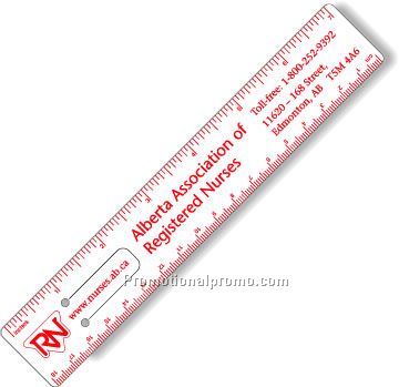 .015 White Gloss Vinyl 7" Punched Clip Ruler / Book Mark