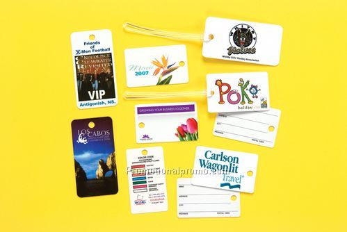 2 1/8 X 4 1/4 LUGGAGE TAG WITH COMPRESSED LAMINATION .030 FINISH LOOKS AND FEELS LIKE PLASTIC