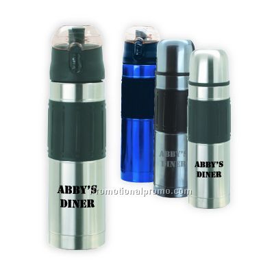 500ml Stainless Steel Sports Bottle, Double Duty Flask - Silver/Blue/Gunmetal