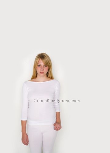 Baby Rib 3/4 Sleeve Boat Neck