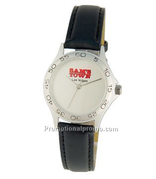 Beach - ladies silver watch with leather strap