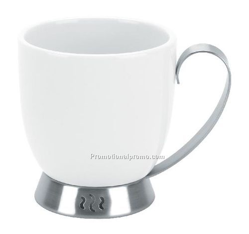 Bianca Porcelain & Stainless Steel Desk Mug, 10oz