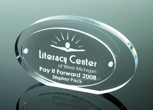 Clear Oval Magnet Award with laser imprint
