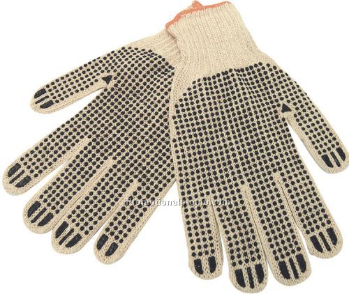 Cotton Work Gloves W/ Rubber Grip Dots - Blank Goods