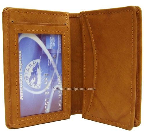 Credit Card holder / I.D. Section / Stone Wash Cowhide / Medium Brown