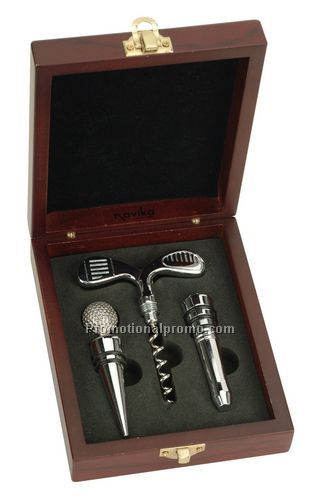 Crossed clubs wine accessories set