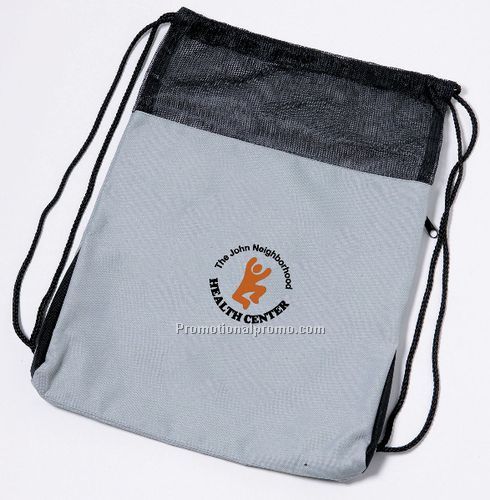 Drawstring Tote Pack -Gray/Black/Unprinted