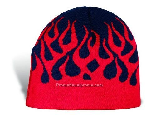 Fine Knit Beanie, Contrasting Flames