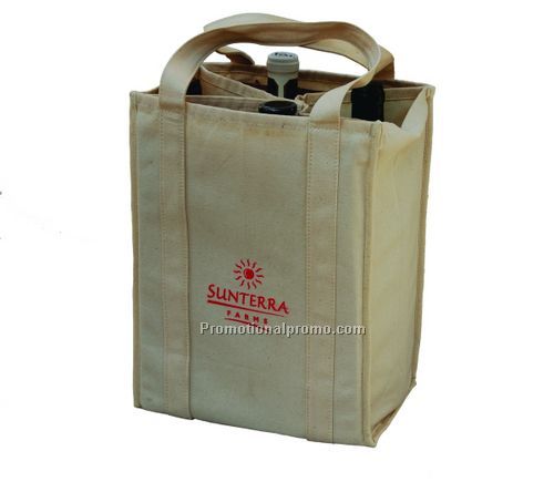 Four bottle wine tote - natural