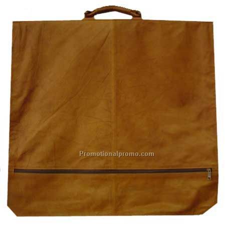 Garment Bag / Suit Length / Stone Wash Cowhide / Medium Brown
