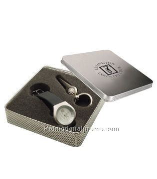 Golfer's watch & metal golf marker gift set